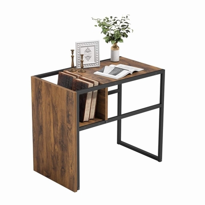 সি আকৃতির রিভার্সিবল মেটাল ফ্রেম Fir Timber Bedside Table Nightstand with Shelf