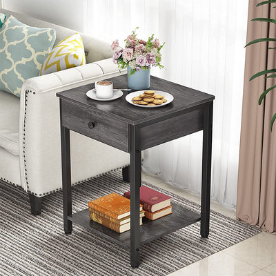 কাস্টমাইজড মেটাল ফ্রেম ফার্মহাউস শৈলী Nightstands ধূসর কাঠ